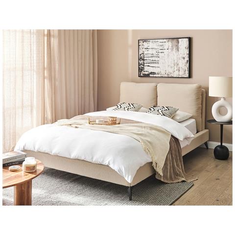 Letto Bouclé Melle 140 X 200 Cm Beige - Foto 1