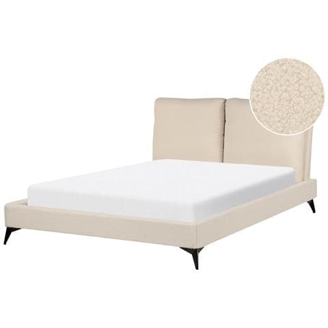 Letto Bouclé Melle 140 X 200 Cm Beige - Foto 8
