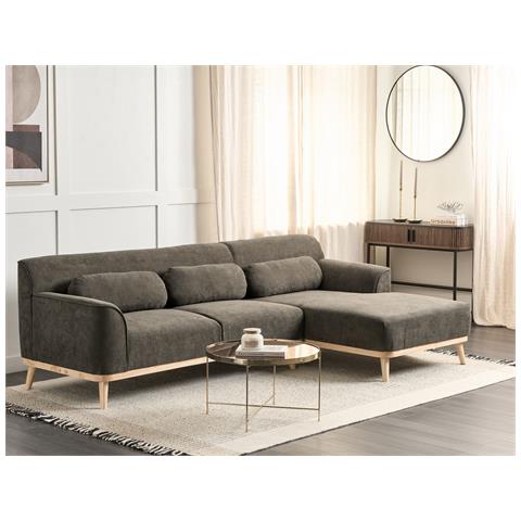 Divano Angolare 3 Posti Simos Velluto A Coste Verde Scuro Lato Sinistro - Foto 1