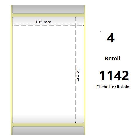 White 102x152mm, 1142 Et /rotolo Z-2000d, 4x6x3 Core, 4 Rolls - Foto 1