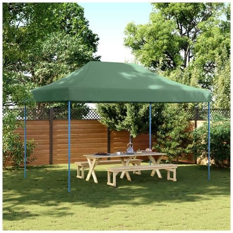 Tenda Da Festa Pieghevole Pop-up Verde 410x279x315 Cm - Foto 1