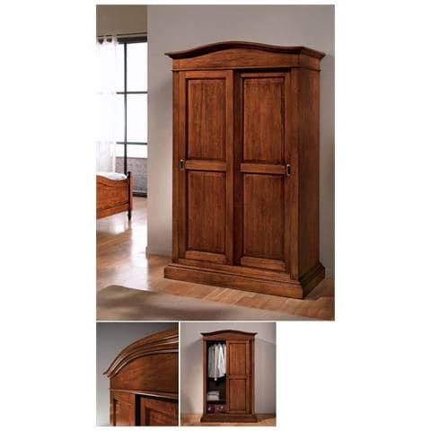Armadio Arte Povera In Legno 2 Ante Scorrevoli Tinta Noce 125x67x206 - Foto 1