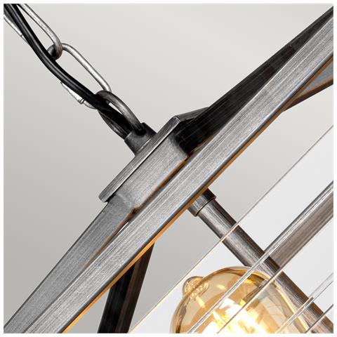 Lampadario Industrial Nordico Louvre Acciaio Ccanna Di Fucile Vetro 6 Luci E27 - Foto 2