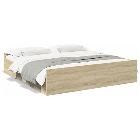 Giroletto Cassetti Rovere Sonoma 180x200 Cm Legno Multistrato - Foto 2