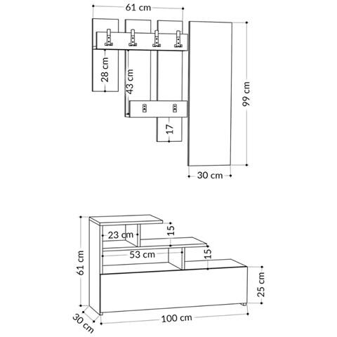 Mobile Da Ingresso Bianco Con Appendiabiti, Contenitore E Specchio Mesty - Foto 4