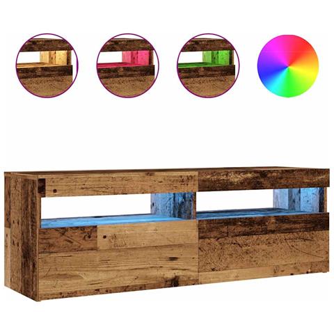 Mobile Porta TV con LED Legno Antico 120x35x40 cm Multistrato - Foto 1