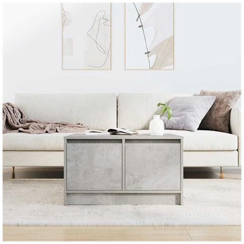 Tavolino da Salotto con Cassetti Grigio Cemento 70,5x70x40 cm - Foto 9