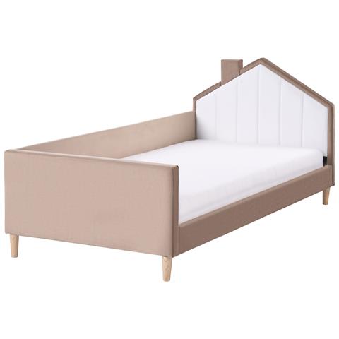 Letto Per Bambini Casa Velluto Kervan 90 X 200 Cm Marrone Chiaro - Foto 2