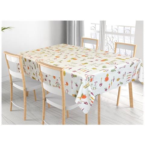 Tovaglia Per Salotto Cucina Tavolo 100% Cotone Made In Italy Ortaggi Rp 140x180 Ortaggi - Foto 1