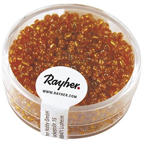 Rayher - 17 Grammi - Perline In Vetro Rotonde Con Foro Argentato Ø2mm - Colore Arancione - Foto 1