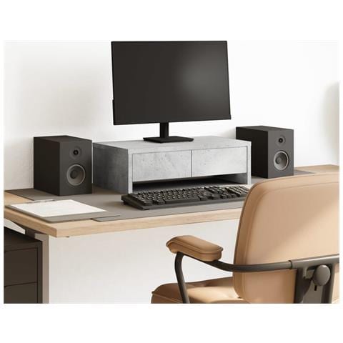Supporto Monitor Con Cassetti Grigio 50x27x15 Cm In Truciolato - Foto 1