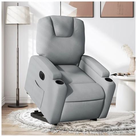 Poltrona Reclinante Alzapersona Elettrica Grigio Chiaro Tessuto - Foto 1