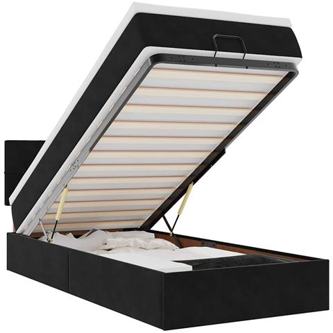 Pouf Letto Con Materasso E Led Nero 80x200cm In Velluto - Foto 2