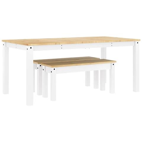 Set Da Pranzo 3 Pz Panama Bianco In Legno Massello Di Pino - Foto 2