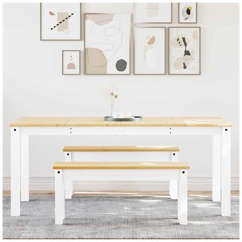 Set Da Pranzo 3 Pz Panama Bianco In Legno Massello Di Pino - Foto 3