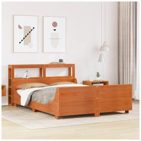 Letto Senza Materasso Marrone Cera 120x190 Cm In Legno Di Pino - Foto 1
