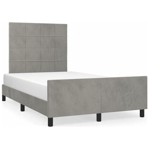 Giroletto Senza Materasso Grigio Chiaro 120x190 Cm Velluto - Foto 2