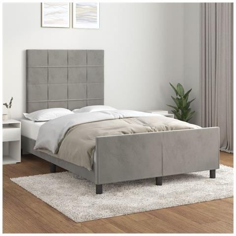 Giroletto Senza Materasso Grigio Chiaro 120x190 Cm Velluto - Foto 1