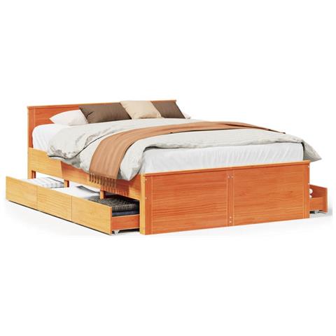 Giroletto Senza Materasso Con Testata Marrone Cera 150x200 Pino - Foto 2