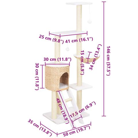 Lusso Casadino - Albero Per Gatti Con Tiragraffi In Sisal Seagrass - Foto 7