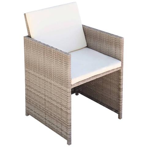 Sedie Da Giardino 2 Pz Con Cuscini In Polyrattan Beige - Foto 1