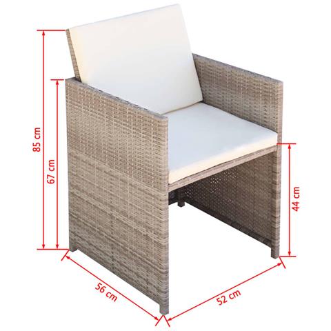 Sedie Da Giardino 2 Pz Con Cuscini In Polyrattan Beige - Foto 5