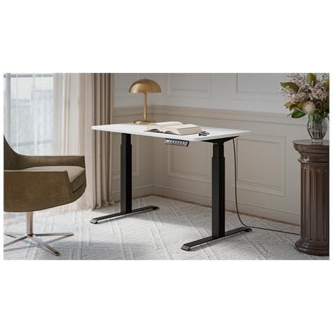 Scrivania con regolazione elettrica dell'altezza MOON 121x67x72-120 nero /bianco - Foto 2