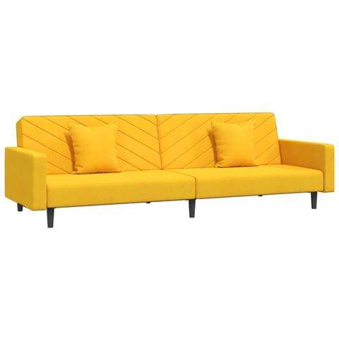 Divano Letto a 2 Posti con 2 Cuscini Giallo in Velluto - Foto 1