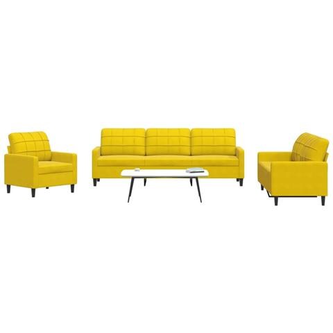 Set di Divani 4 pz con Cuscini giallo in Velluto - Foto 2