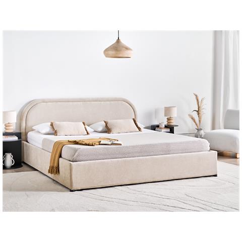 Letto Contenitore Ciniglia Quillien 180 X 200 Cm Beige Chiaro - Foto 1
