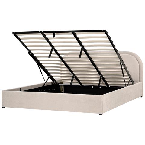 Letto Contenitore Ciniglia Quillien 180 X 200 Cm Beige Chiaro - Foto 2