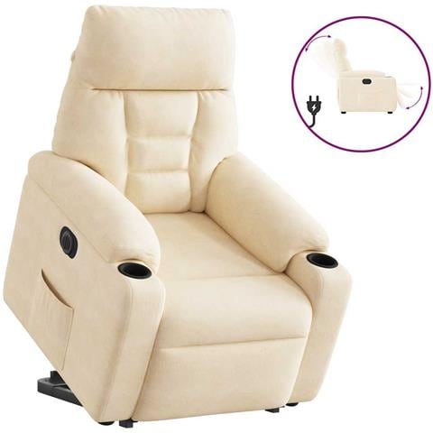 Poltrona Alzapersona Reclinabile Elettrica Beige in Microfibra - Foto 1