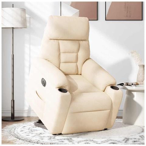 Poltrona Alzapersona Reclinabile Elettrica Beige in Microfibra - Foto 2