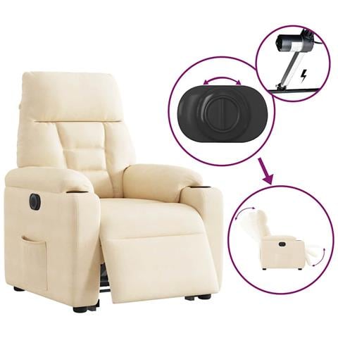 Poltrona Alzapersona Reclinabile Elettrica Beige in Microfibra - Foto 9