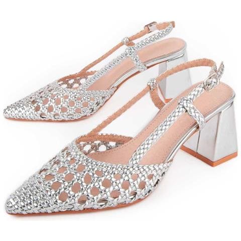 Scarpa Con Tacco Carola Argento Argento Materiale Sintetico - Foto 1