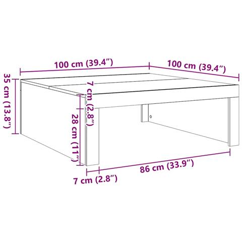 Tavolino Salotto Legno Antico 100x100x35 cm in Truciolato - Foto 9