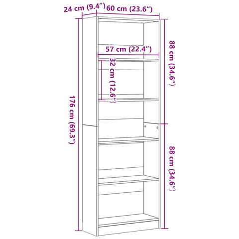 Libreria in Quercia Nera - 60x24x176 cm - Foto 9