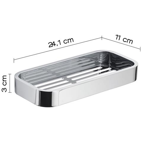 Portaoggetti Rettangolare Per Doccia Da Muro In Ottone, Acciaio Inox Aisi 304 E Cromall 3218 Gedy Serie Outline Cromato - Foto 2