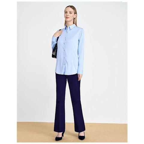 Pantaloni Da Donna A Zampa Eleganti Blu Navy Lunghezza 79 Cm M - Foto 2