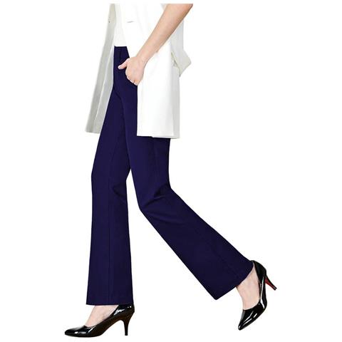 Pantaloni Da Donna A Zampa Eleganti Blu Navy Lunghezza 79 Cm M - Foto 1