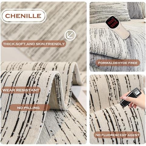 Copridivano In Ciniglia Antiscivolo Morbido 110x160 Cm Bianco E Nero - Foto 2