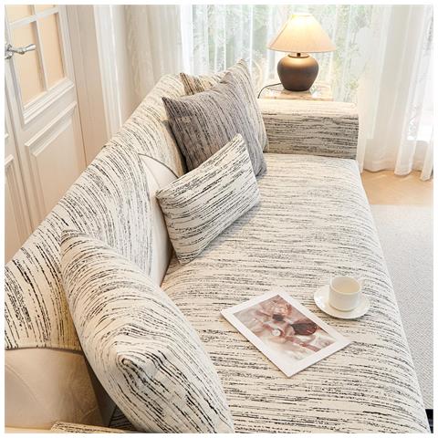 Copridivano In Ciniglia Antiscivolo Morbido 110x160 Cm Bianco E Nero - Foto 5