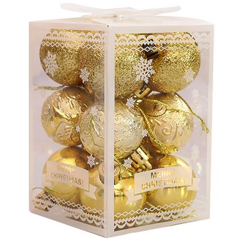 Palline Di Natale rangibili (12 Pezzi) Per Decorazioni Natalizie Gold - Foto 1
