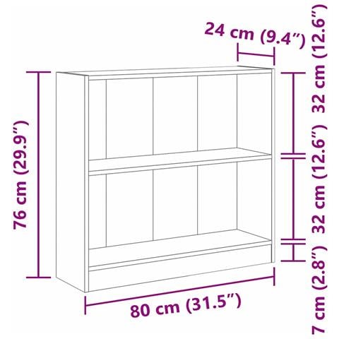 Libreria Rovere nero 80 x 24 x 76 cm Legno multistrato - Foto 8