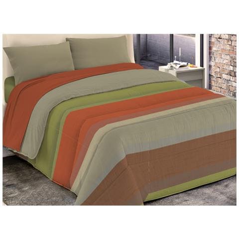 Trapunta Piumone Invernale Imbottita 300gr Microfibra Diadema Rigate 1 Piazza D8 Verde - Foto 1