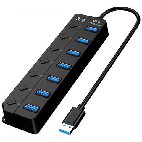 Hub Usb 3.0 A 7 Porte Con Interruttori Individuali E Indicatori Led, Compatibile Con Huawei, Samsung, Apple, Garmin - Foto 1