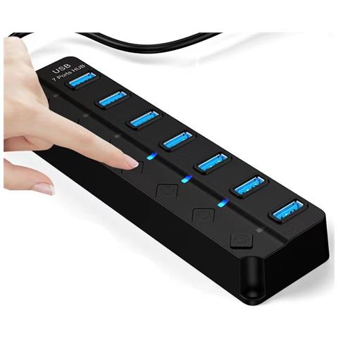 Hub Usb 3.0 A 7 Porte Con Interruttori Individuali E Indicatori Led, Compatibile Con Huawei, Samsung, Apple, Garmin - Foto 5