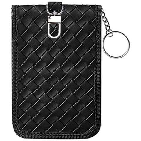 Custodia Schermante In Pelle Pu Intrecciata Per Chiavi Auto - Borsa Di Faraday Rfid Per Protezione Keyless Entry Black - Foto 3