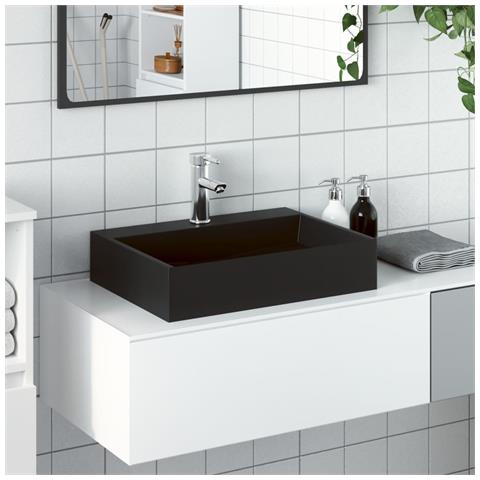 Lavandino 50x38x11 cm Blocco in Marmo/Minerale Nero Opaco - Foto 2