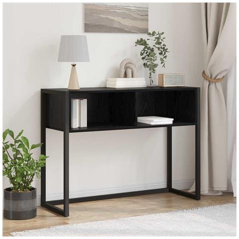 Tavolino Rovere Nero 100 x 36 x 75 cm Legno multistrato - Foto 2